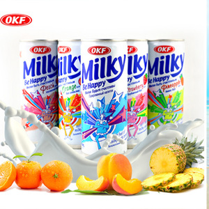 网红饮料韩国okf进口饮料果汁牛奶苏打水碳酸运动少女250ml