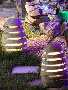 日式发光仿真鸡蛋灯户外庭院灯公园景观别墅创意石头灯落地草坪灯