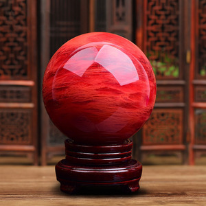 天然红水晶球原石熔炼鸿运当头摆件家居客厅办公室高档开业送礼品