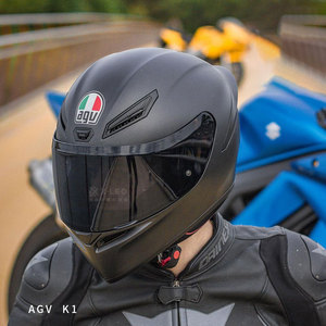 agv k1头盔摩托车机车全盔赛车跑盔男女防雾哑黑小乌龟大鱼吃小鱼
