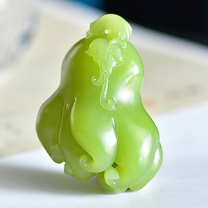 佛手瓜黄口料玉石吊坠新疆和田玉褔手男士挂件女款玉石项链76g