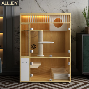 猫别墅实木猫笼子家用室内超大空间猫房子猫屋猫咪窝猫舍定制猫柜