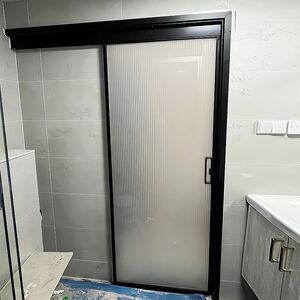 上海定制卫生间窄边单扇吊轨推拉门卧室厨房钛镁合金钢化玻璃移门