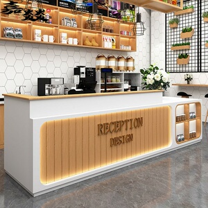 7字形收银台l型吧台 店铺小型奶茶店蛋糕甜品柜台商用定制转角前