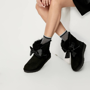 ugg雪地靴女 2020秋冬新款小香风短筒丝带蝴蝶结羊毛短靴 1098360