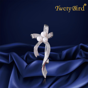 TWETYBIRD丝带胸针轻奢高档珍珠花朵胸花小众设计别针节日送礼