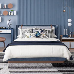 儿童房样板间床上用品现代轻奢蓝色系卡通主题男孩样板房床品套件