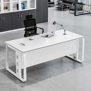白色办公桌老板桌简约现代单人办公室桌椅组合电脑经理主管桌班台