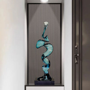 创意抽象入户玄关摆件高级感客厅家居样板间软装饰品透明树脂雕塑
