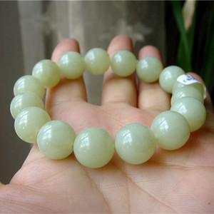 mm黄玉和田玉天然黄白老玉手链男女岫岩老手链12圆珠a货手串