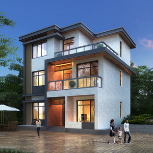 000人付款淘宝新中式158平米别墅设计图纸三层农村自建房效果图独栋