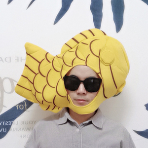 胖头鱼稠鲷鱼烧头套抖音沙雕搞怪动物可爱头饰女帽子网红拍照ins