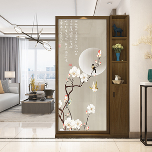 新中式实木屏风 隔断 客厅入户门玄关柜家用简约卧室进门遮挡座屏