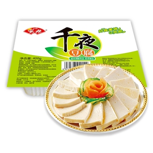 安井千页豆腐整块400g百夜叶豆付冷冻火锅食材烧烤涮锅麻辣烫食材