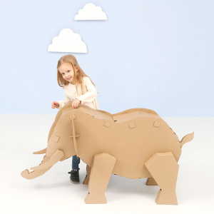 幼儿园大纸板拼装玩具 纸箱涂色材料手工制作diy立体动物模型大象