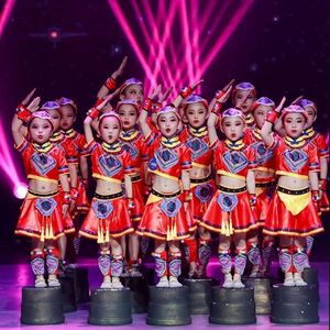 阿达毕的心声儿童演出服小荷风采民族服装三月三彝族舞蹈表演服