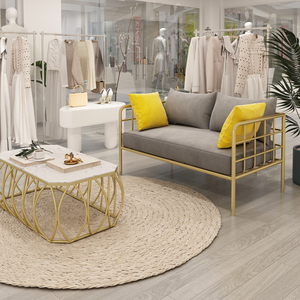 北欧服装店铁艺沙发简约美发店商铺工作室双人卡座店铺用沙发网红