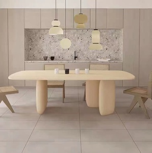 北欧轻奢奶油色实木餐桌椅设计师办公桌创意洽谈桌简约电脑桌书桌
