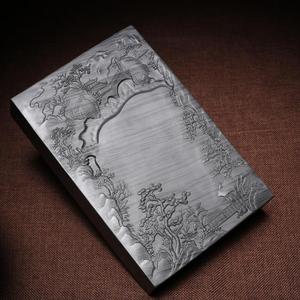 万石君砚台 国家安徽歙县砚台《水墨江南》水波纹砚台作品精品手工