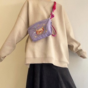 日系ball chain刺绣斜挎化妆包胸包环保袋帆布包袋腰包通勤包女包