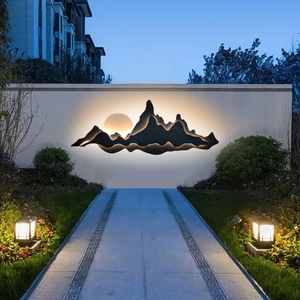 中式户外防水庭院围墙外墙壁灯别墅花园背景墙灯山水造景园林设计