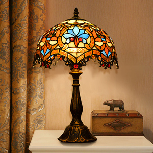 欧式帝凡尼彩色玻璃复古书房酒吧咖啡厅家用结婚卧室床头调光台灯