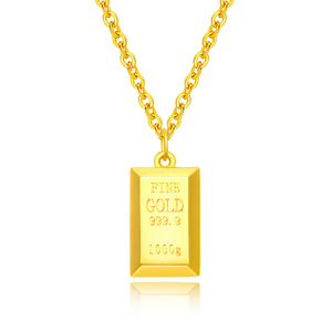 新款黄金项链女小金牌吊坠足金999挂坠纯金9999男金条情人节礼物