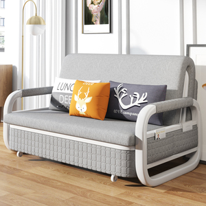 布艺沙发床两用多功能可折叠双人1.2小户型客厅沙发1.5米1米单人