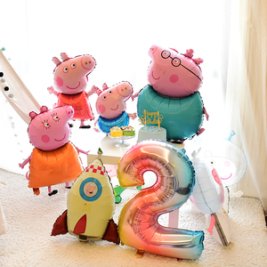 小猪佩奇铝膜气球生日布置场景装饰宝宝1周岁儿童主题3岁