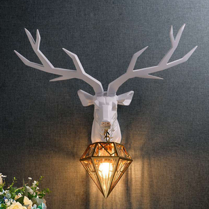 鹿头壁灯创意美式复古客厅电视墙背景墙玄关床头欧式立体鹿角灯