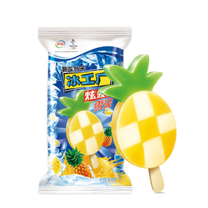 【3支】伊利冰工厂炫白桃雪泥冰淇淋冰激凌水果菠萝雪糕冷饮75g支