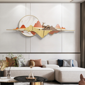 新中式墙面装饰品挂件客厅墙上轻奢创意壁饰沙发背景墙金属壁挂