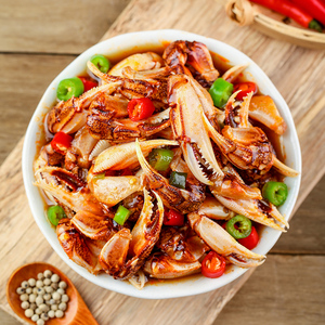 鲜一把麻辣蟹钳夹海鲜即食罐头熟食罐装香蟹脚海味零食下饭神器
