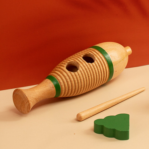 乐器玩具奥尔夫打击乐器原木鱼蛙鸣筒榉木1-3-6岁幼儿园小学教具