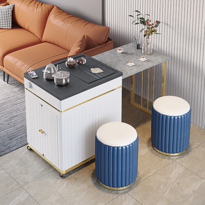 轻奢移动茶桌家用多功能阳台茶车功夫岩板小茶几可折叠小型茶台