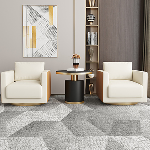 单人沙发可旋转接待洽谈桌椅vip贵宾区高档沙发休闲区办公皮沙发