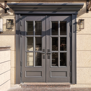 农村别墅大门双开门家用乡村防盗门玻璃入户门铜门进户子母四开门