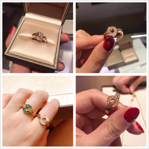 欧洲bvlgari/宝格丽时来运转戒指 18k金 镶钻 男女情侣婚戒