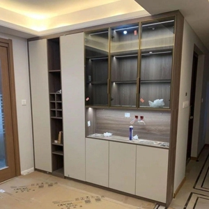 定制极简玻璃开门酒柜门衣柜门钛镁合金透明钢化玻璃厂家直销