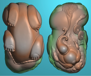 立体双面貔貅把件扫描图木雕精雕图浮雕玉雕灰度图jdpbmp电脑雕刻