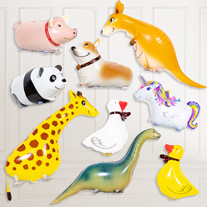 散步走路动物气球儿童生日派对装饰布置用品玩具卡通铝膜宠物铝箔