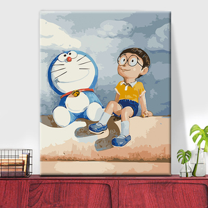 diy数字油画 动漫人物卡通油彩画手工自绘填色画填充减压装饰画