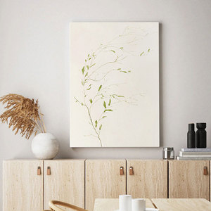 北欧ins原木风客厅装饰画奶油系餐厅挂画玄关背景墙壁画大幅无框