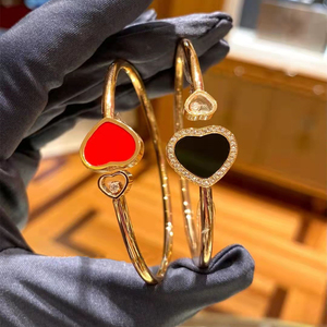 欧洲代购chopard/萧邦 爱心开口手镯 18k金镶钻 happy hearts手环