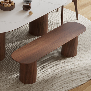 实木长凳餐椅黑胡桃木头长条凳北欧木质凳子餐桌客餐厅吃饭宽板凳