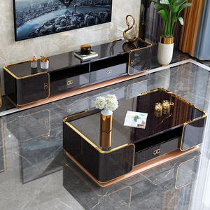 豪华别墅轻奢电视柜 高档奢华大平层客厅套房宾利落地柜成套家具