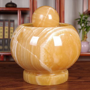 天然玉石转运球手工雕刻招财元宝摆件办公室桌面玄关客厅中式礼品