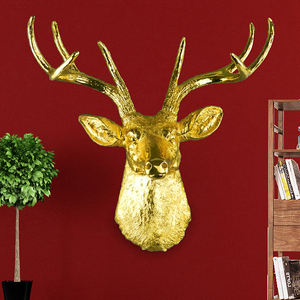 欧式招财鹿头壁挂客厅创意壁饰酒吧玄关背景墙上立体装饰动物挂件