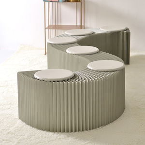 俏喜创意沙发长条凳十八家用省空间可变形便携伸缩折叠风琴纸凳子