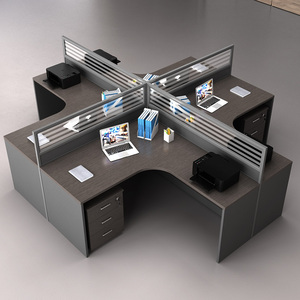 办公室电脑办公桌屏风工位职员桌4/6人四人员工卡座办公桌椅组合